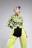Outfit Phối Sẵn - (Quần Khoét Đáy phối Bodysuit Họa Tiết Xanh Da Beo)