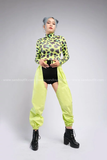 Outfit Phối Sẵn - (Quần Khoét Đáy phối Bodysuit Họa Tiết Xanh Da Beo)