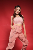 Outfit Phối Sẵn - (Quần Hồng Túi Hộp phối Áo Hở Lưng Ngọc Trai)