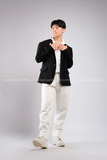 Outfit Phối Sẵn - (Quần Dài Kaki Ống Suông Trắng phối Vest Đen)