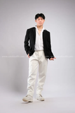 Outfit Phối Sẵn - (Quần Dài Kaki Ống Suông Trắng phối Vest Đen)