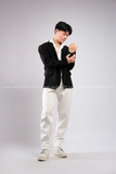 Outfit Phối Sẵn - (Quần Dài Kaki Ống Suông Trắng phối Vest Đen)