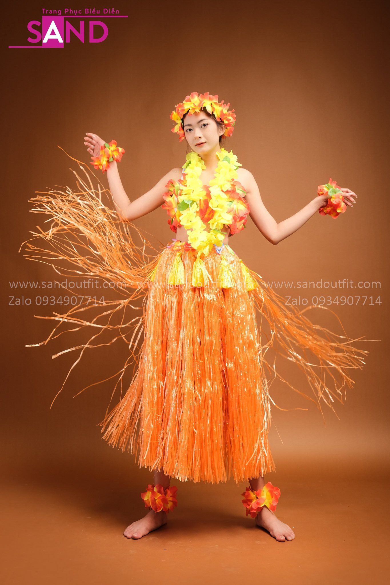  TMH0601 Váy Múa Hawaii Màu Cam 