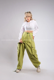 Outfit Phối Sẵn - (Quần Ống Rộng Xanh LáTúi Hộp phối Cutout Burge Trắng)