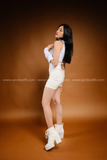 Outfit Phối Sẵn - (Quần Short Thun Dây Kéo Hong phối Bodysuit Khoét Eo)