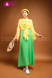 TTK0302 Khoác Tơ Vàng TYK0303 Yếm Vàng In Phun Kim Tuyến TQD0901 Đụp Xanh Lá