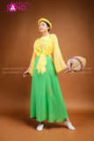 TTK0302 Khoác Tơ Vàng TYK0303 Yếm Vàng In Phun Kim Tuyến TQD0901 Đụp Xanh Lá
