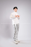 Outfit Phối Sẵn - (Quần Bạc phối Áo Thun Dài Tay Lưới)