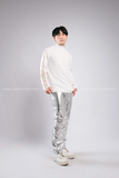 Outfit Phối Sẵn - (Quần Bạc phối Áo Thun Dài Tay Lưới)