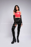  Outfit Phối Sẵn - (Quần Legging Đen phối Áo Croptop 2 Dây Đỏ) 