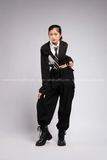 Outfit Phối Sẵn - (Quần Ống Rộng Đen phối Vest Crop Kiểu Đen)