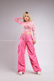 Outfit Phối Sẵn - (Quần Nắp Ngang Hồng phối Bodysuit Họa Tiết Dola)