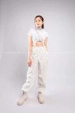  Outfit Phối Sẵn - (Quần Trắng Ống Rộng phối Croptop Khóa Quần) 