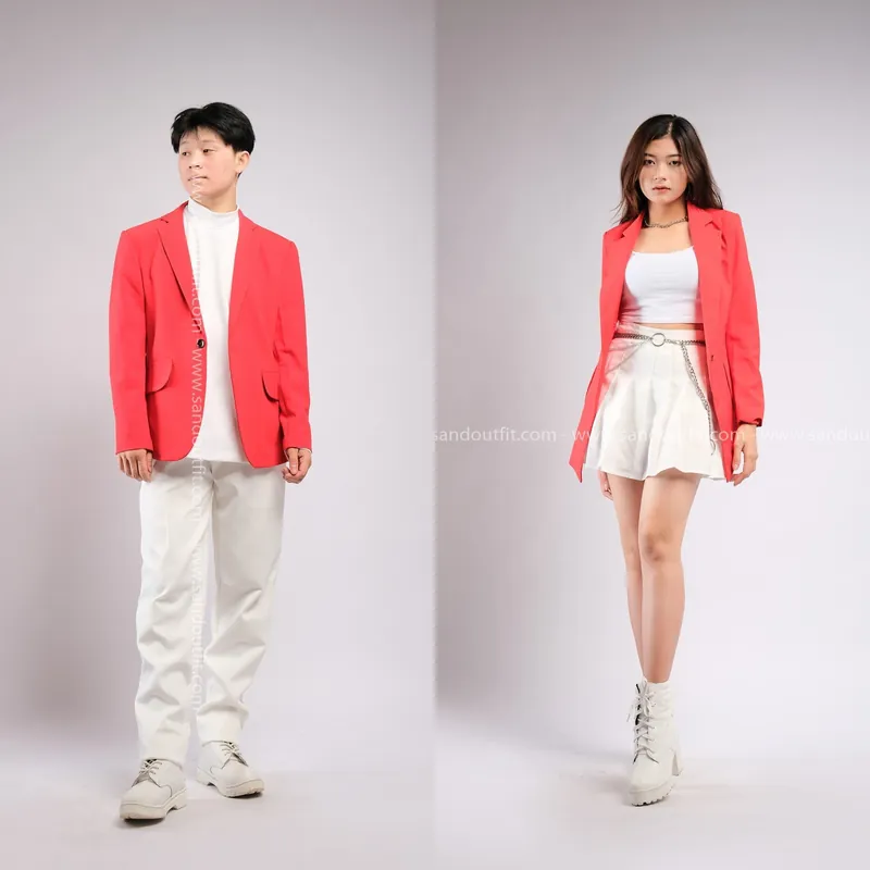 Outfit Cặp - (Set Vest Đỏ Quần Kaki Ống Suông)