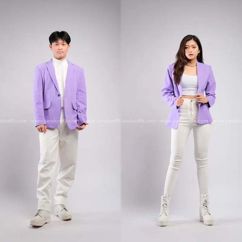 Outfit Cặp - (Set Vest Tím Quần Kaki Ống Suông)