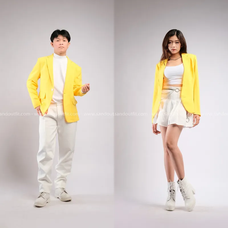 Outfit Cặp - (Set Vest Vàng Tươi Quần Kaki Ống Suông)