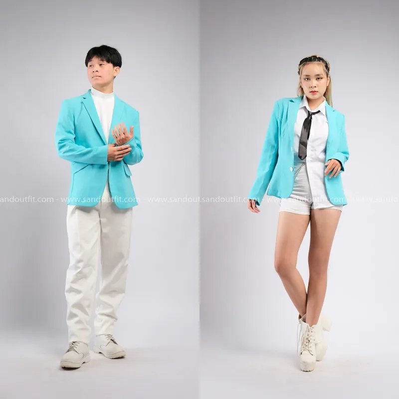 Outfit Cặp - (Set Vest Xanh Biển Quần Kaki Ống Suông)