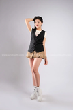 Outfit Phối Sẵn - (Chân Váy Chữ A Nâu phối Gile Kaki Đen)