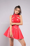 Outfit Phối Sẵn (Chân Váy Da Đỏ phối Áo Croptop Da Đỏ)