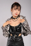 Outfit Phối Sẵn - (Chân Váy Da phối Áo Quây Da Bóng)
