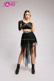 Outfit Phối Sẵn - (Chân Váy Lưới Voan phối Áo 2 Dây Đính Đá)