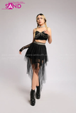 Outfit Phối Sẵn - (Chân Váy Lưới Voan phối Áo 2 Dây Đính Đá)