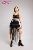 Outfit Phối Sẵn - (Chân Váy Lưới Voan phối Áo 2 Dây Đính Đá)