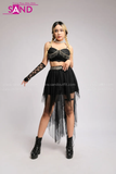 Outfit Phối Sẵn - (Chân Váy Lưới Voan phối Áo 2 Dây Đính Đá)