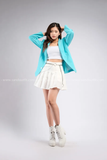 Outfit Phối Sẵn - (Chân Váy Trắng phối Vest Xanh Da Trời)