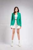 Outfit Phối Sẵn - (Chân Váy Trắng phối Vest Xanh Lá)