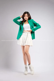 Outfit Phối Sẵn - (Chân Váy Trắng phối Vest Xanh Lá)