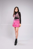 Outfit Phối Sẵn - (Chân Váy Xếp Li Hồng phối Áo Bra Đính Đá Hồng)