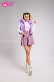 Outfit Phối Sẵn - (Chân Váy Xếp Li Tím phối Phao Gile Tím)