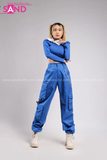 Outfit Phối Sẵn - (Quần 4 Túi Xanh Dương phối Áo Croptop Dài Tay)