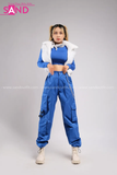 Outfit Phối Sẵn - (Quần 4 Túi Xanh Dương phối Gile Phao Trắng)
