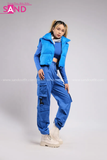 Outfit Phối Sẵn - (Quần 4 Túi Xanh Dương phối Gile Phao Xanh Dương)