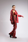 Outfit Phối Sẵn - (Quần Da Bóng Đỏ phối Áo Khoác Da Đỏ)