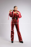 Outfit Phối Sẵn - (Quần Da Bóng Đỏ phối Khoác Crop Da Bóng Đỏ)