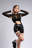 Outfit Phối Sẵn - (Quần Da Bóng phối Bodysuit Đen Khoét)