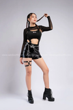 Outfit Phối Sẵn - (Quần Da Bóng phối Bodysuit Đen Khoét)