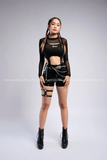 Outfit Phối Sẵn - (Quần Da Bóng phối Bodysuit Đen Khoét)