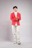 Outfit Phối Sẵn - (Quần Dài Kaki Ống Suông Trắng phối Vest Đỏ)
