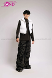 Outfit Phối Sẵn - (Quần Dù Ống Rộng phối Phao Gile Trắng)