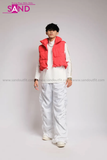 Outfit Phối Sẵn - (Quần Dù Ống Rộng Trắng phối Phao Gile Đỏ)