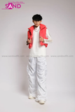 Outfit Phối Sẵn - (Quần Dù Ống Rộng Trắng phối Phao Gile Đỏ)
