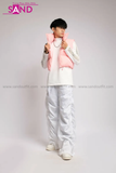 Outfit Phối Sẵn - (Quần Dù Ống Rộng Trắng phối Phao Gile Hồng)