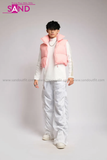 Outfit Phối Sẵn - (Quần Dù Ống Rộng Trắng phối Phao Gile Hồng)