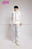 Outfit Phối Sẵn - (Quần Dù Ống Rộng Trắng phối Phao Gile Trắng)