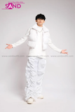 Outfit Phối Sẵn - (Quần Dù Ống Rộng Trắng phối Phao Gile Trắng)