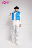 Outfit Phối Sẵn - (Quần Dù Ống Rộng Trắng phối Phao Gile Xanh Dương)